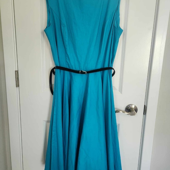 Pretty Grace Karin turquoise belted dress - Picture 3 of 9